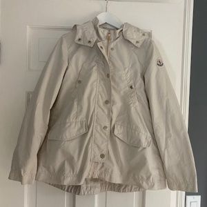 MONCLER Ivory Raincoat for 12Y Girl with detachable hood